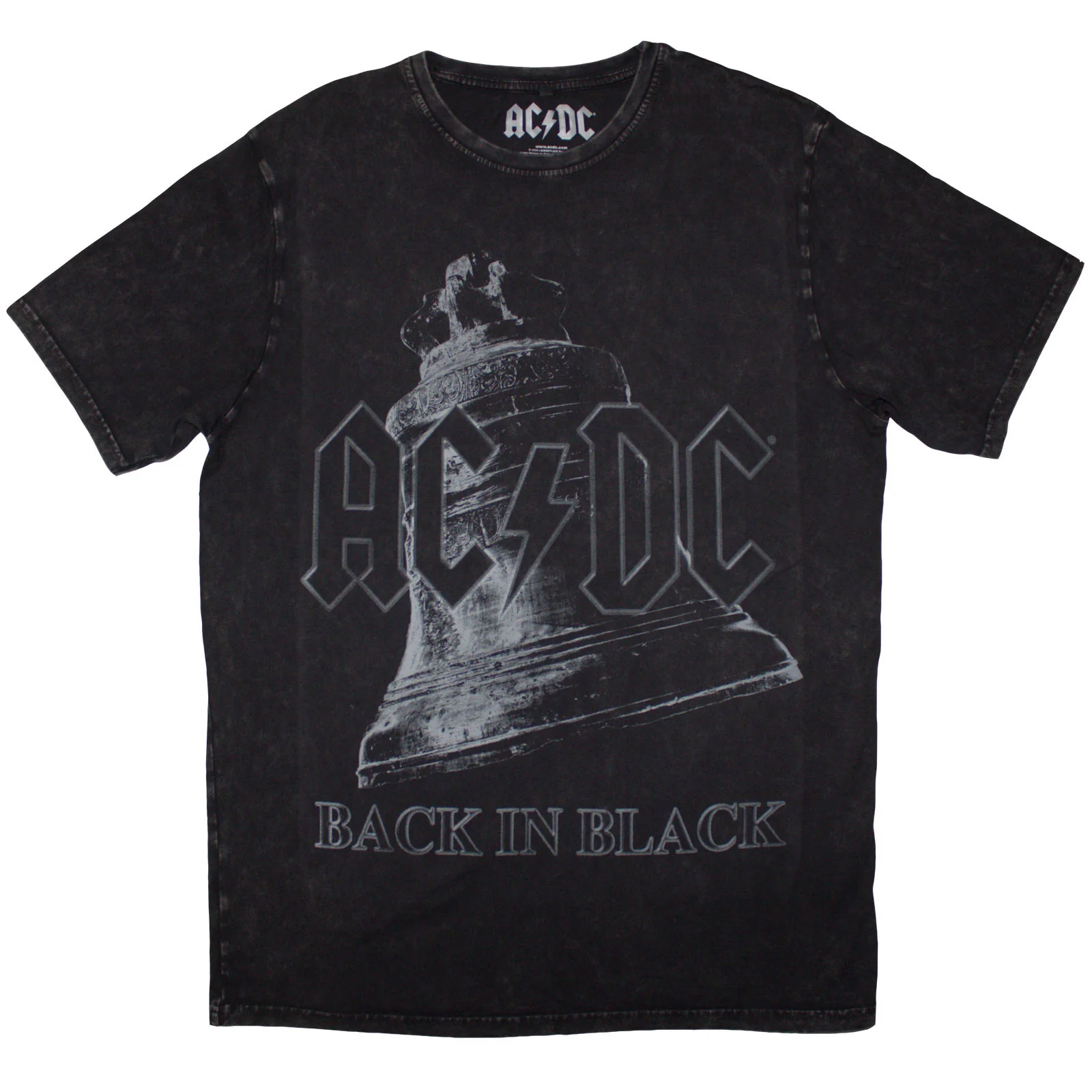 AC/DC - BACK IN BLACK BELL - Stone Wash T-Shirt Black