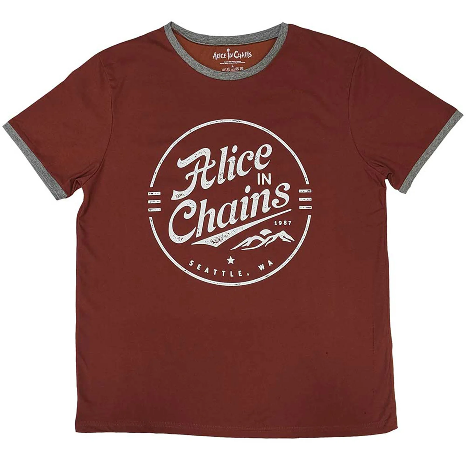 ALICE IN CHAINS - CIRCLE EMBLEM - Ringer T-Shirt Red