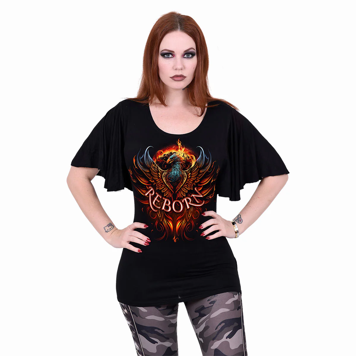 ASHES REBORN - Boat Neck Bat Sleeve Top Black - Image 2