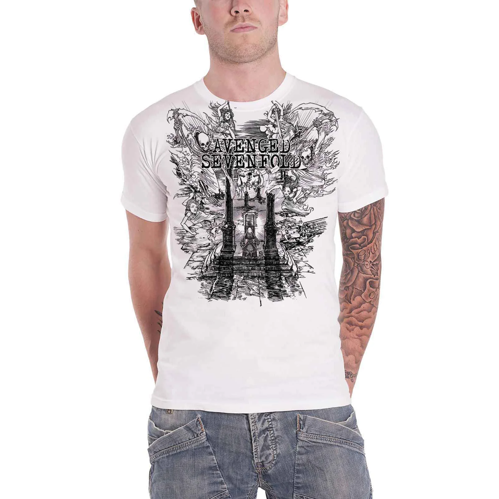 AVENGED SEVENFOLD - LAND OF CAIN - T-Shirt White - Image 2