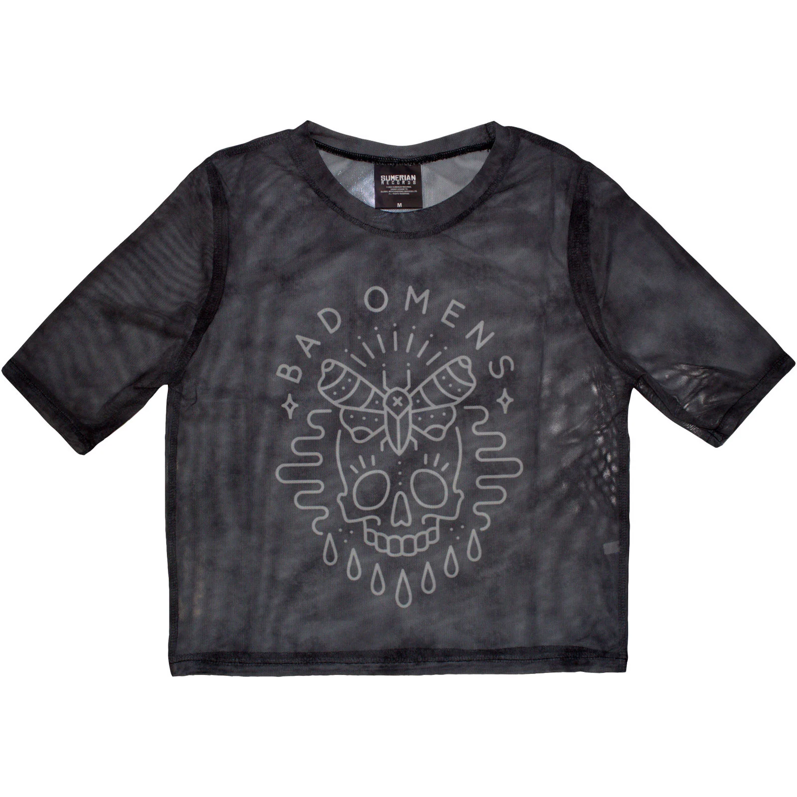 BAD OMENS - MOTH SKULL - Crop Top Grey (Mesh)