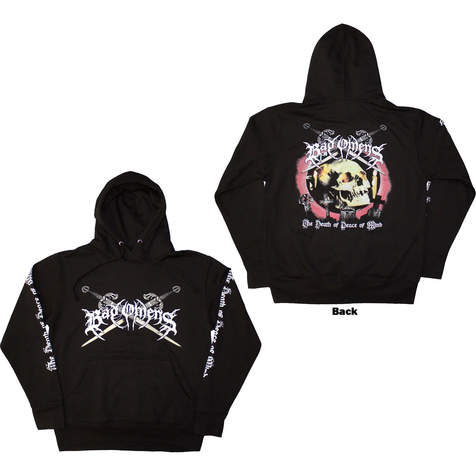BAD OMENS - SKULL AND CANDLES - Pullover Hoodie Black (Back Print)