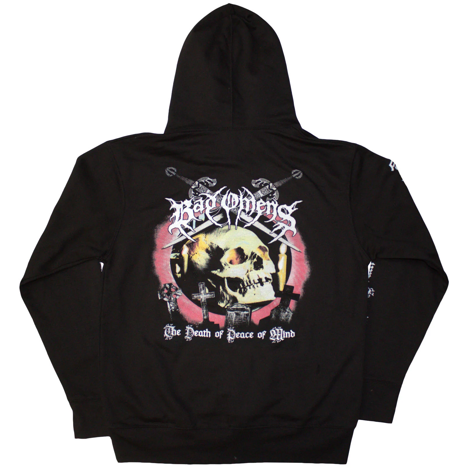 BAD OMENS - SKULL AND CANDLES - Pullover Hoodie Black (Back Print) - Image 2