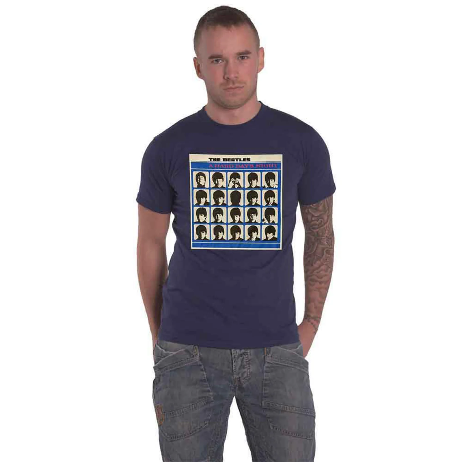 THE BEATLES - A HARD DAY'S NIGHT ALBUM COVER - T-Shirt Blue - Image 2