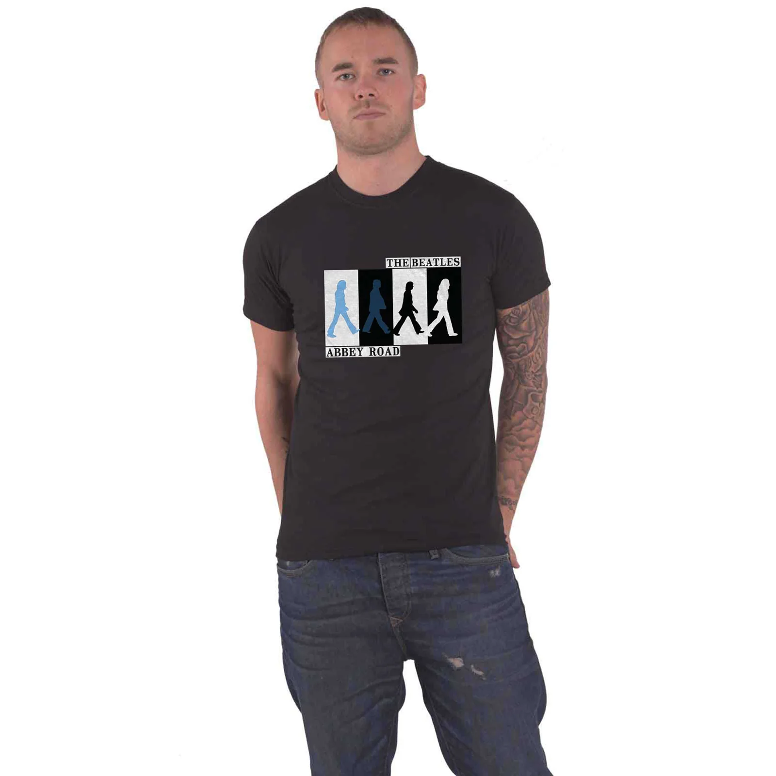 THE BEATLES - ABBEY ROAD COLOURS CROSSING - T-Shirt Black - Image 2