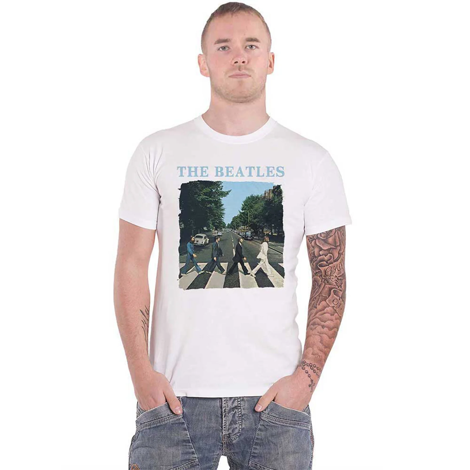 THE BEATLES - ABBEY ROAD & LOGO - T-Shirt White - Image 2