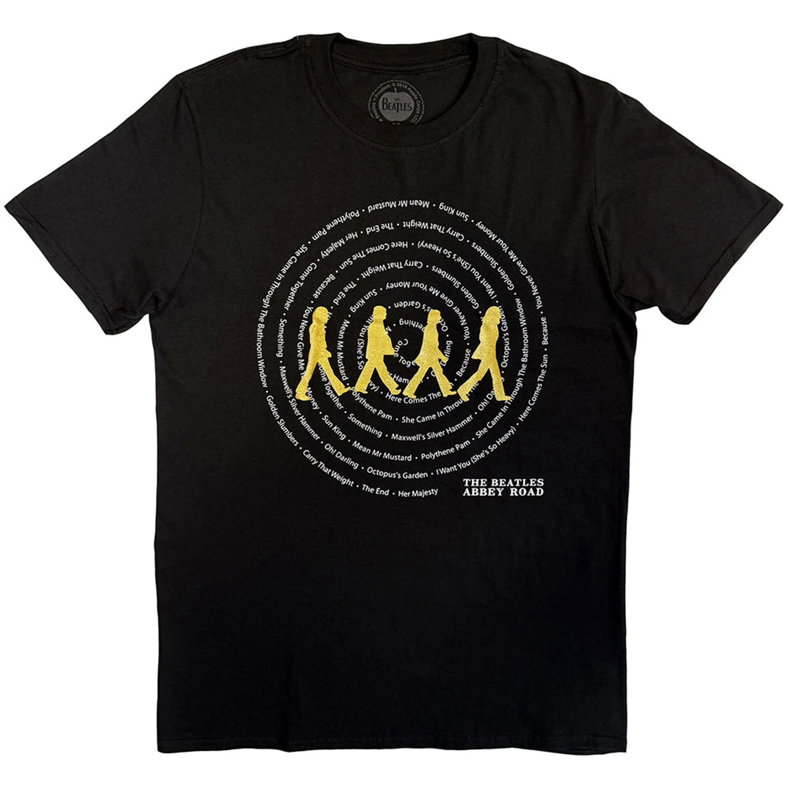 THE BEATLES - ABBEY ROAD SONGS SWIRL FOILED - T-Shirt Black (Embellished)