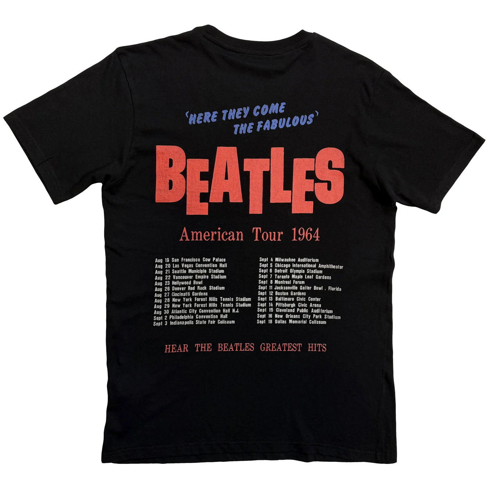 THE BEATLES - AMERICAN TOUR 1964 - T-Shirt Black (Back Print) - Image 2
