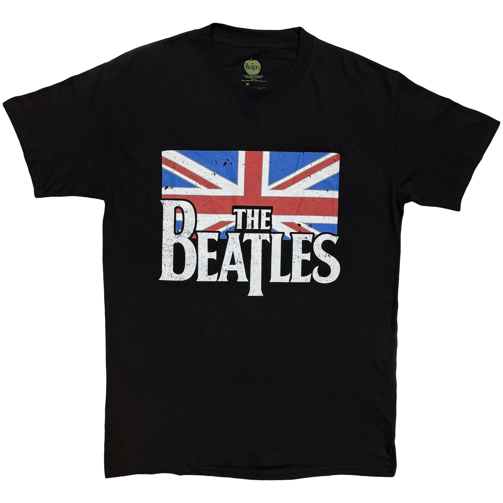 THE BEATLES - DROP T LOGO & VINTAGE FLAG - T-Shirt Black