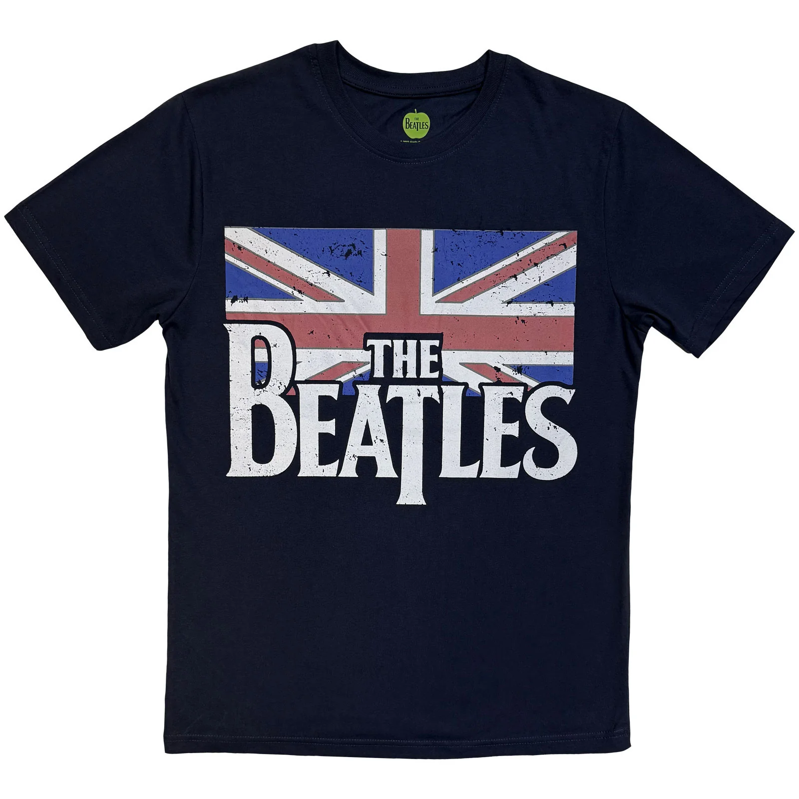 THE BEATLES - DROP T LOGO & VINTAGE FLAG - T-Shirt Blue
