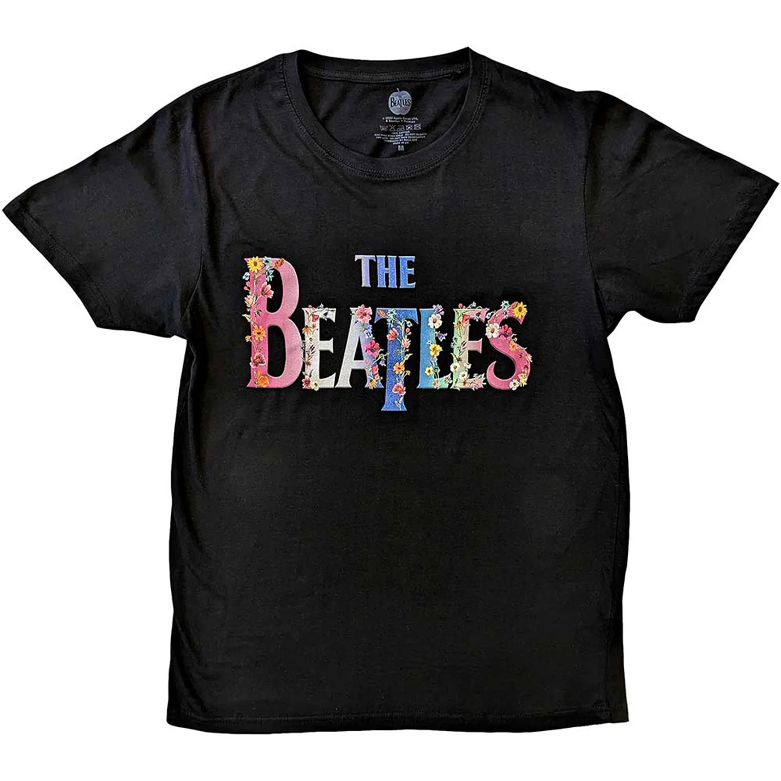THE BEATLES - FLORAL LOGO - T-Shirt Black