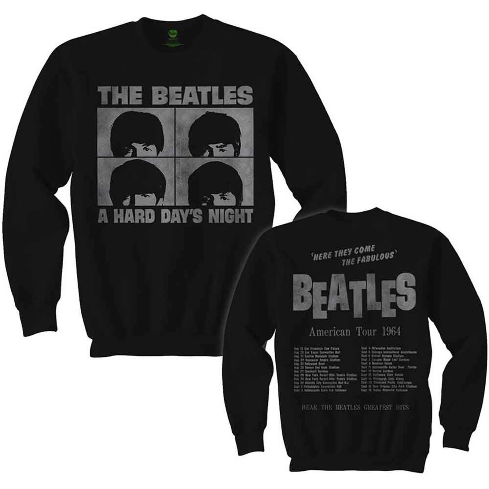 THE BEATLES - HARD DAYS NIGHT - Long Sleeve T-Shirt Black (Back Print) - Image 2