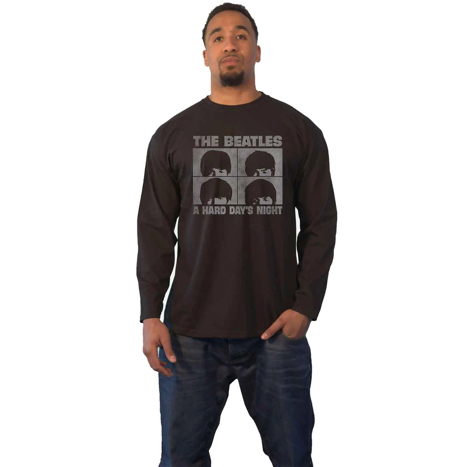 THE BEATLES - HARD DAYS NIGHT - Long Sleeve T-Shirt Black (Back Print) - Image 3