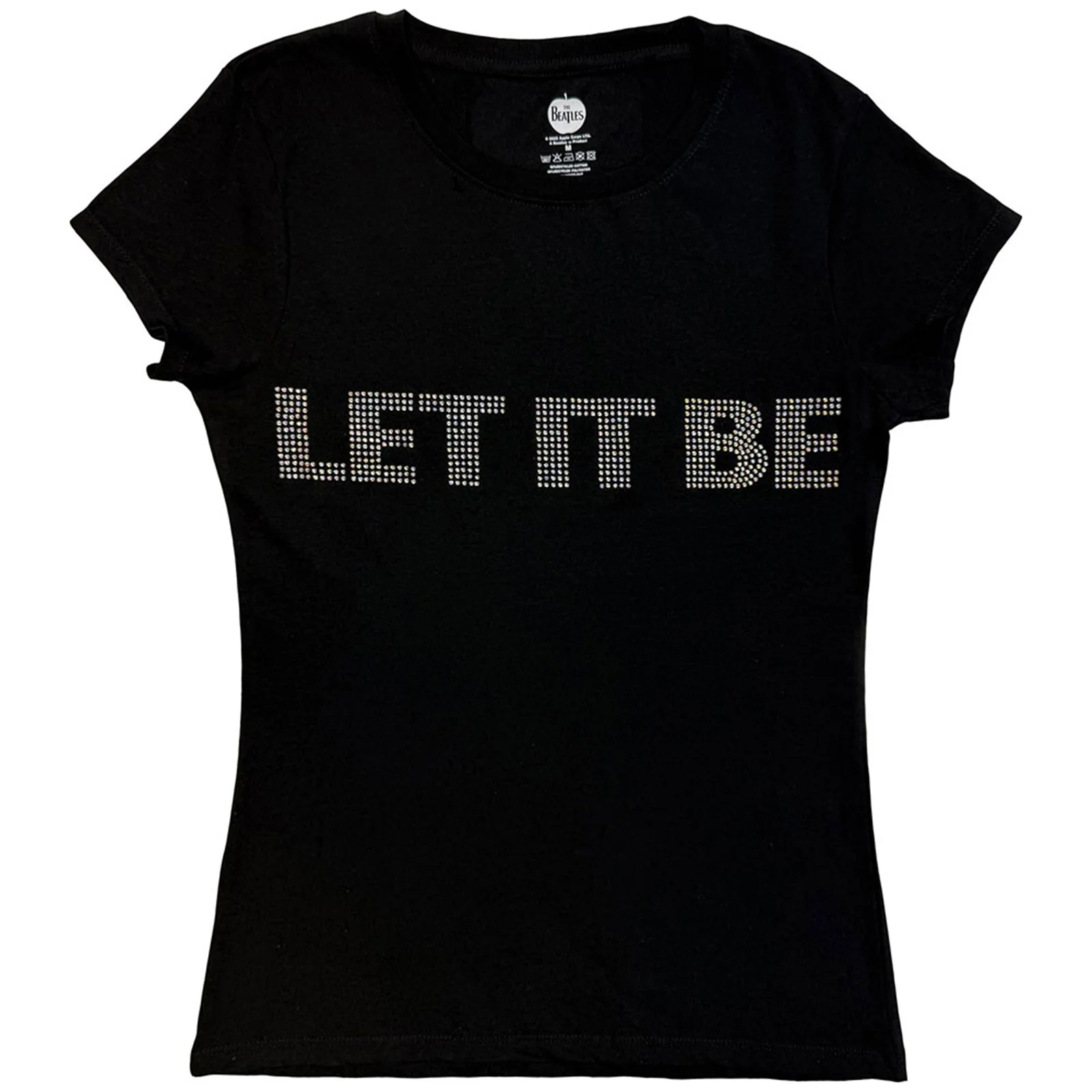 THE BEATLES - LET IT BE CRYSTALS - Ladies T-Shirt Black (Embellished)