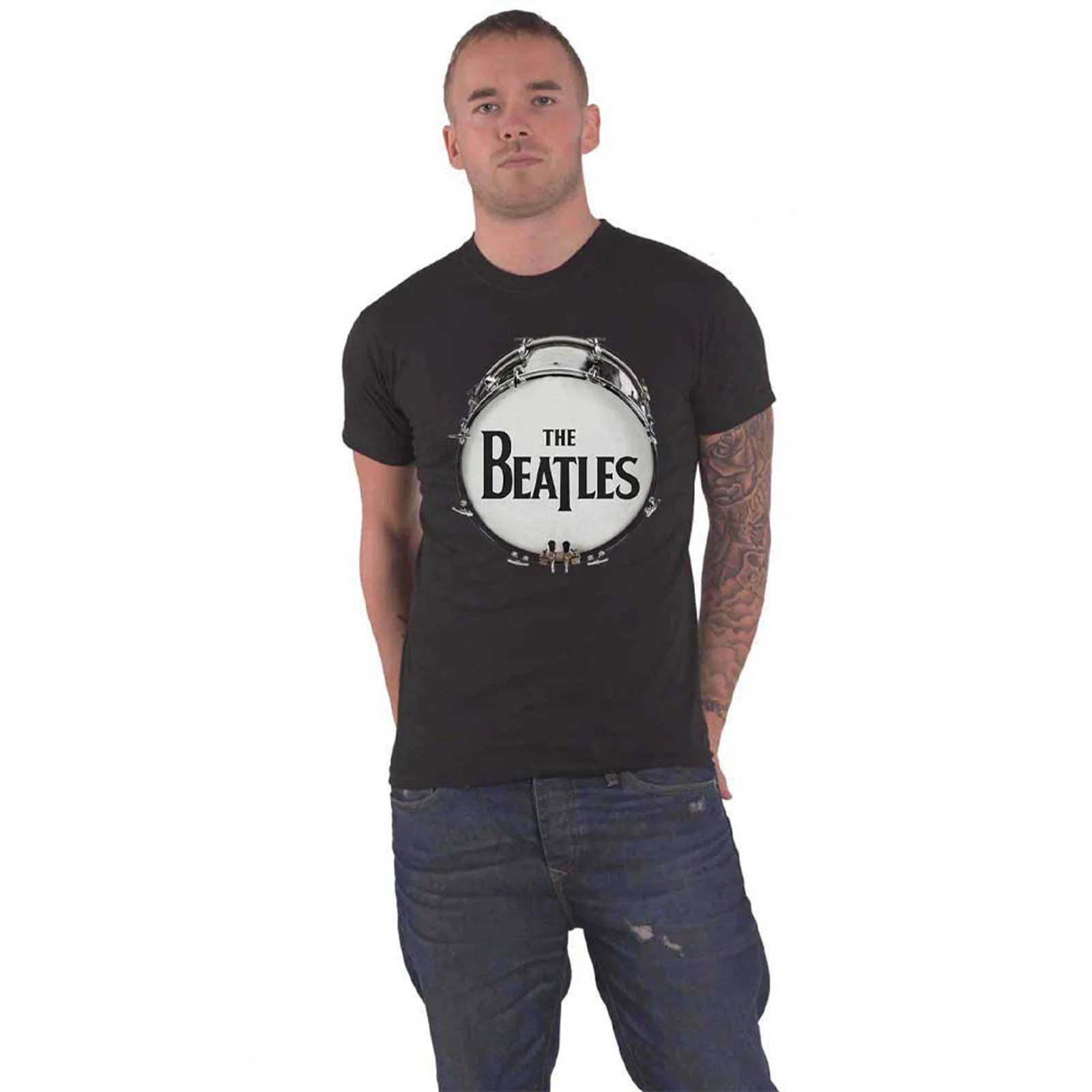 THE BEATLES - ORIGINAL DRUM SKIN - T-Shirt Black - Image 2