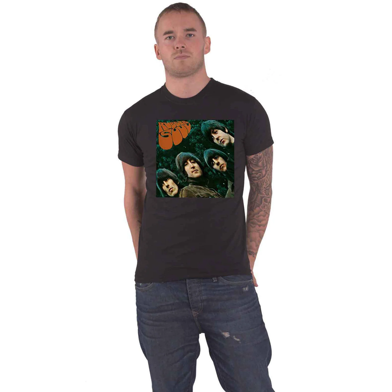 THE BEATLES - RUBBER SOUL ALBUM COVER - T-Shirt Black - Image 2