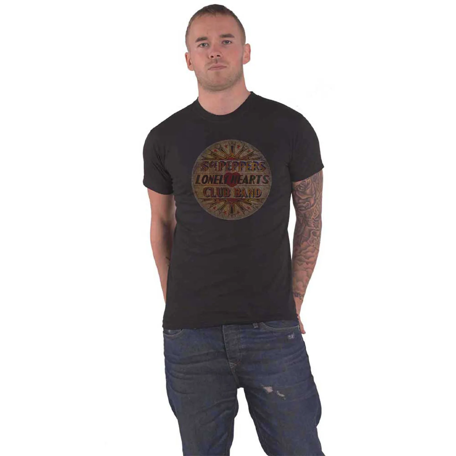 THE BEATLES - VINTAGE DRUM HEAD - T-Shirt Black - Image 2