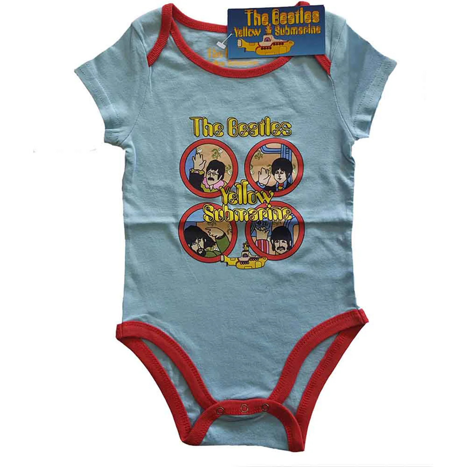 THE BEATLES - YELLOW SUBMARINE PORTHOLES - Baby Grow Blue