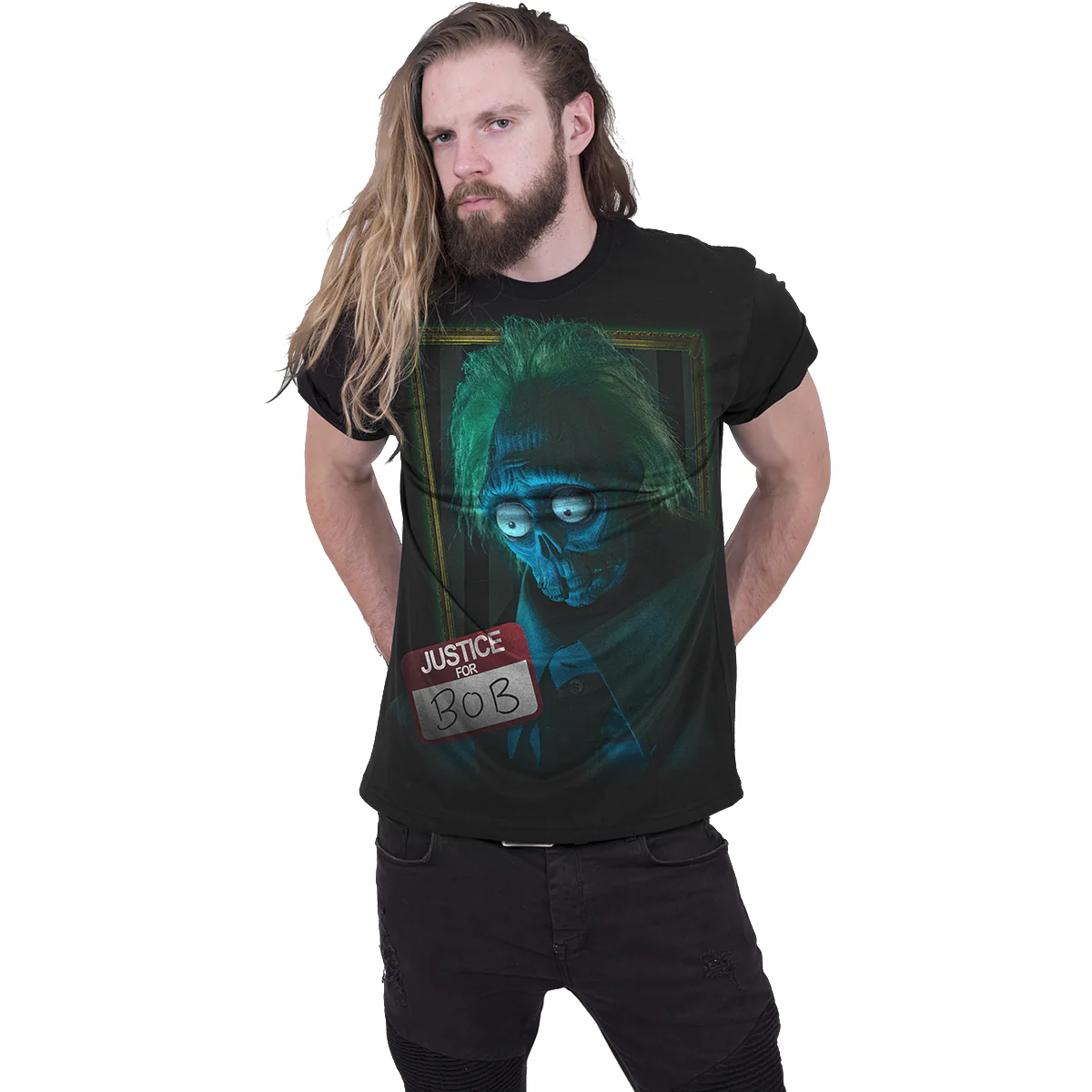 BEETLEJUICE 2 - JUSTICE FOR BOB - Front Print T-Shirt Black - Image 2