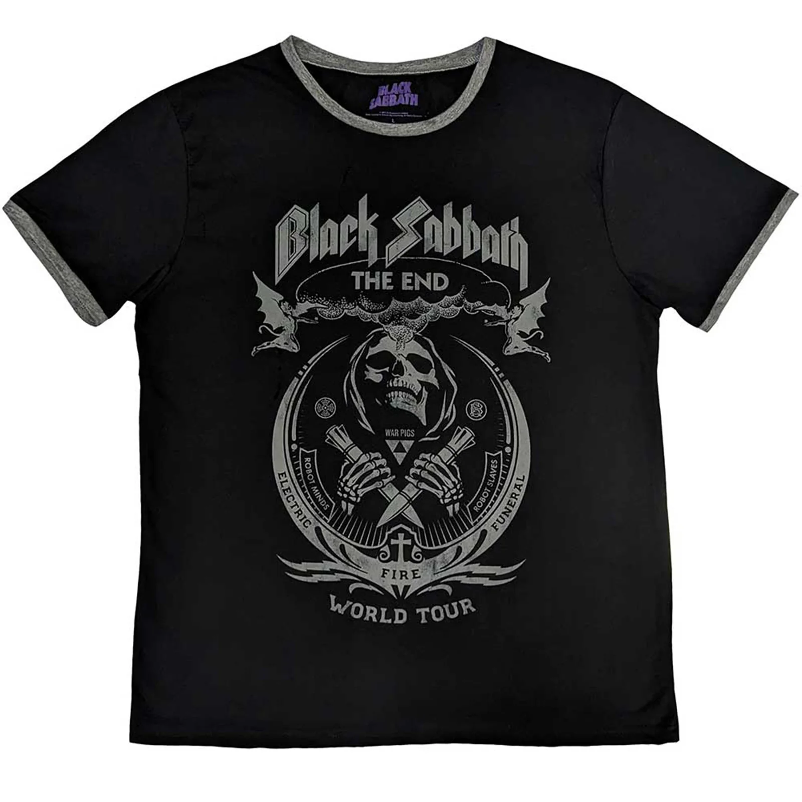 BLACK SABBATH - THE END MUSHROOM CLOUD - Ringer T-Shirt Black