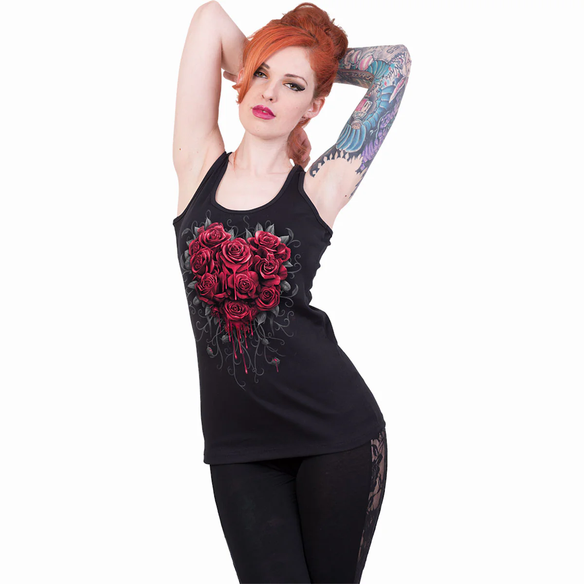 BLEEDING HEART - Razor Back Top Black - Image 2