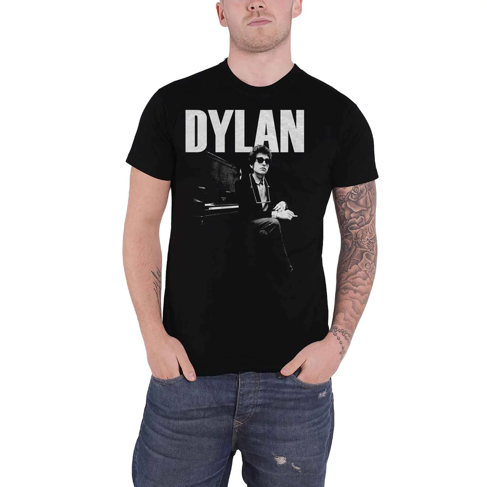BOB DYLAN - AT PIANO - T-Shirt Black - Image 2
