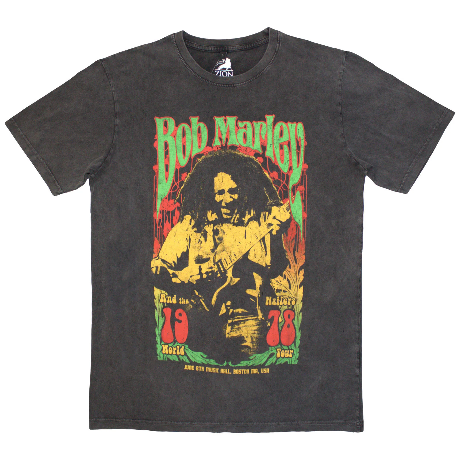 BOB MARLEY - 1978 - Stone Wash T-Shirt Grey
