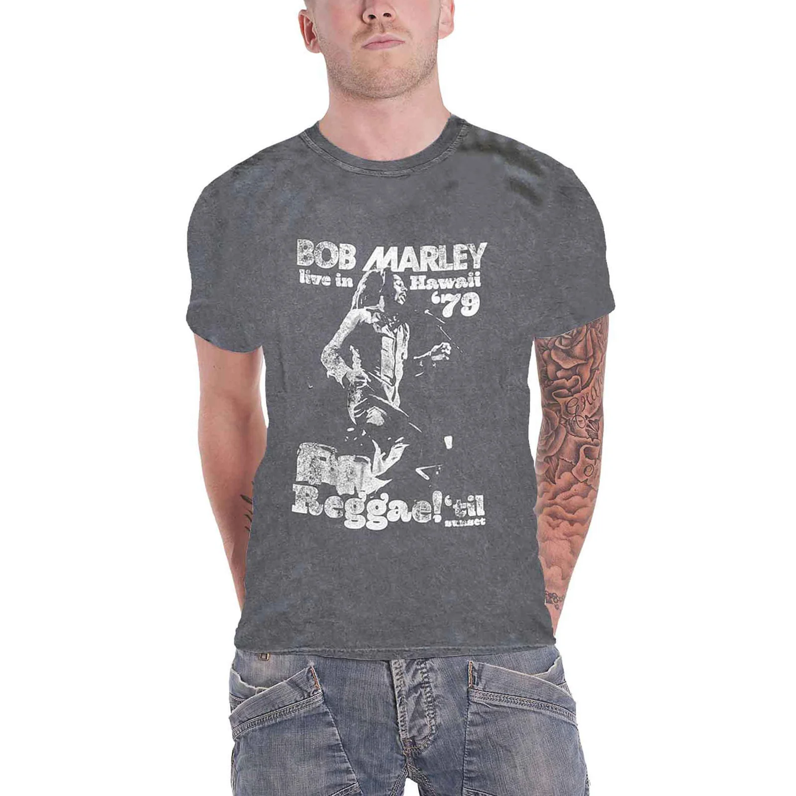 BOB MARLEY - HAWAII - T-Shirt Grey (Wash Collection) - Image 2
