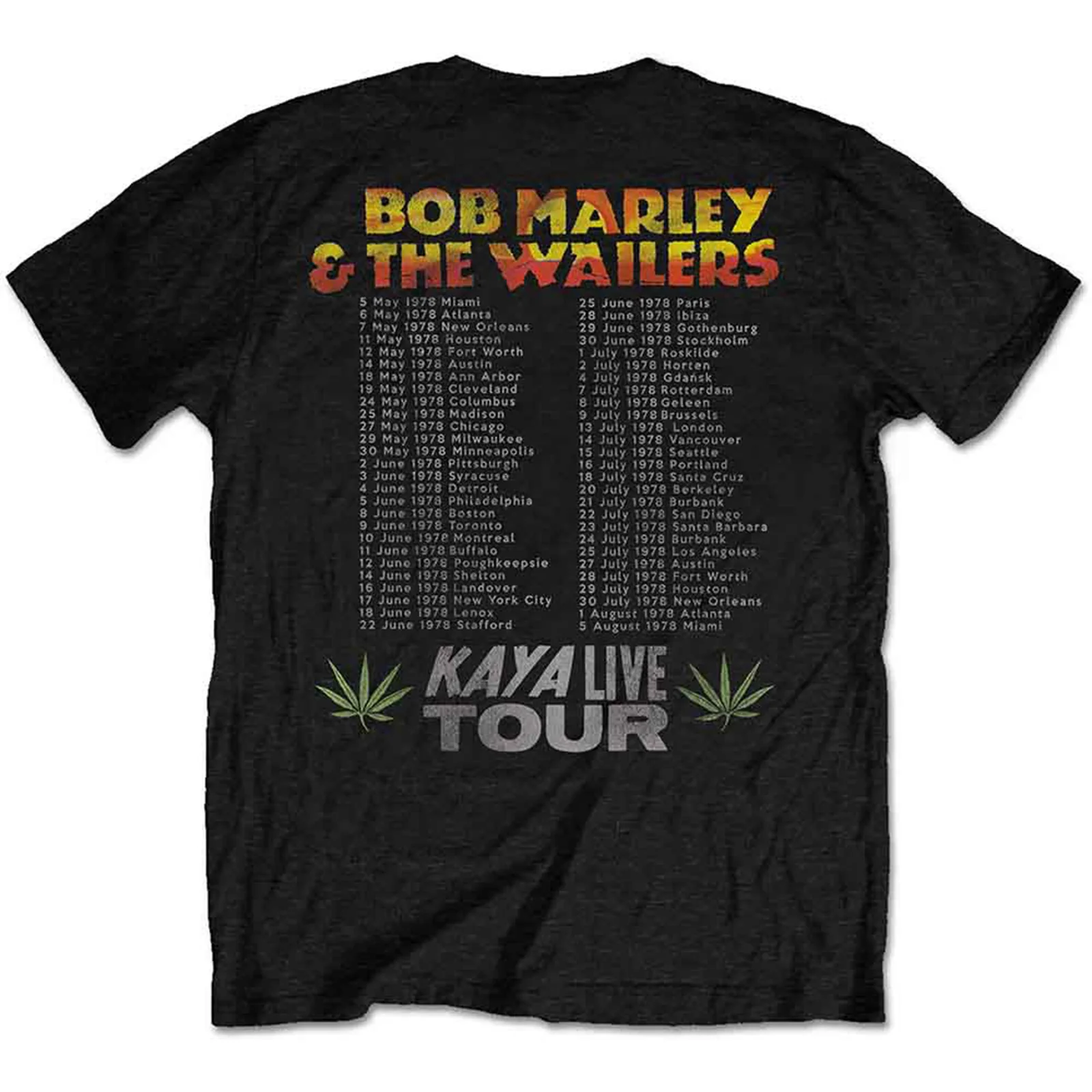 BOB MARLEY - KAYA TOUR - T-Shirt Black (Back Print) - Image 2
