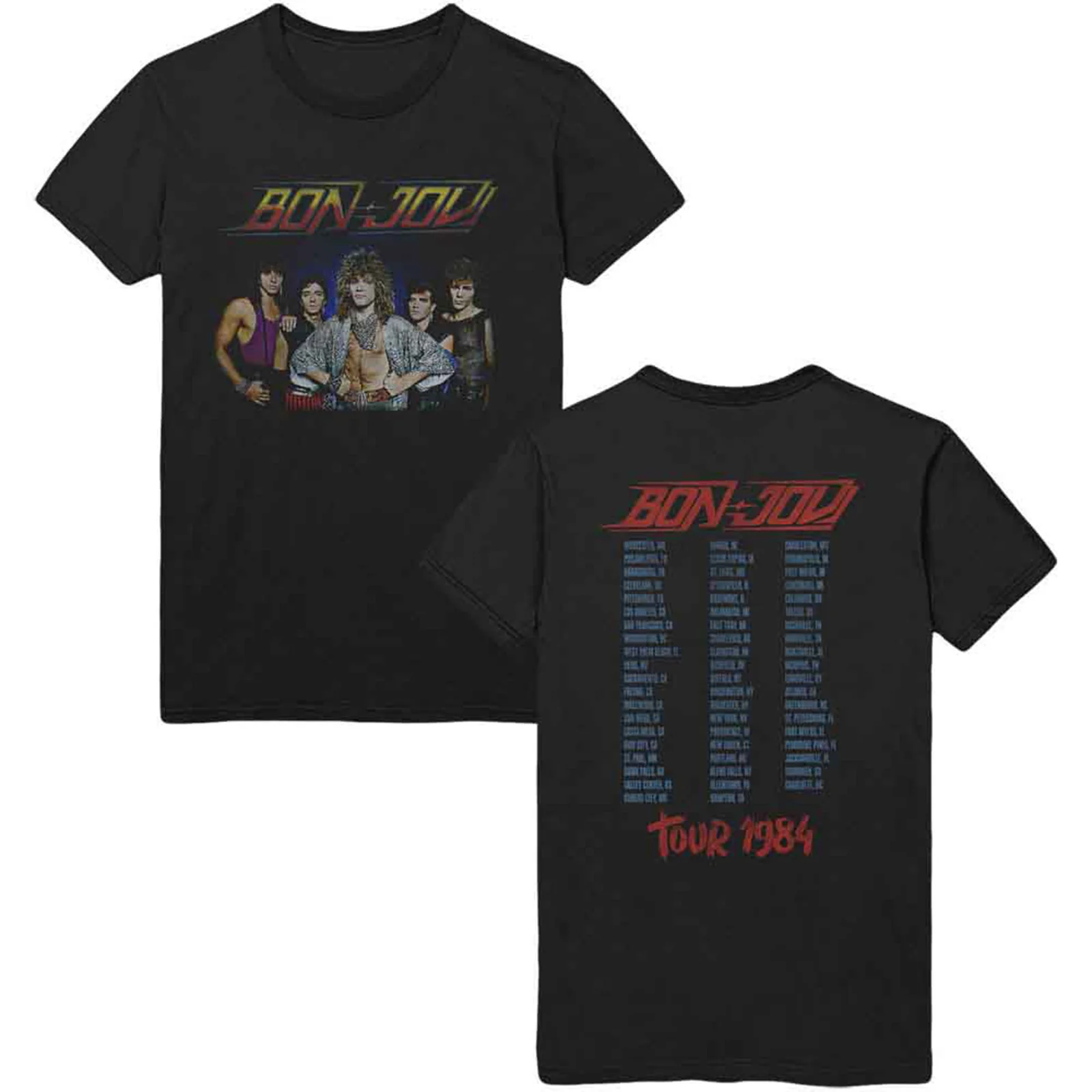 BON JOVI - TOUR '84 - T-Shirt Black (Back Print) - Image 2