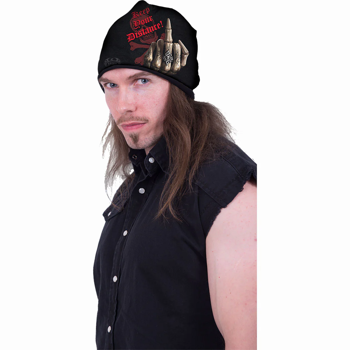 BONE FINGER - Light Cotton Beanies Black - Image 2