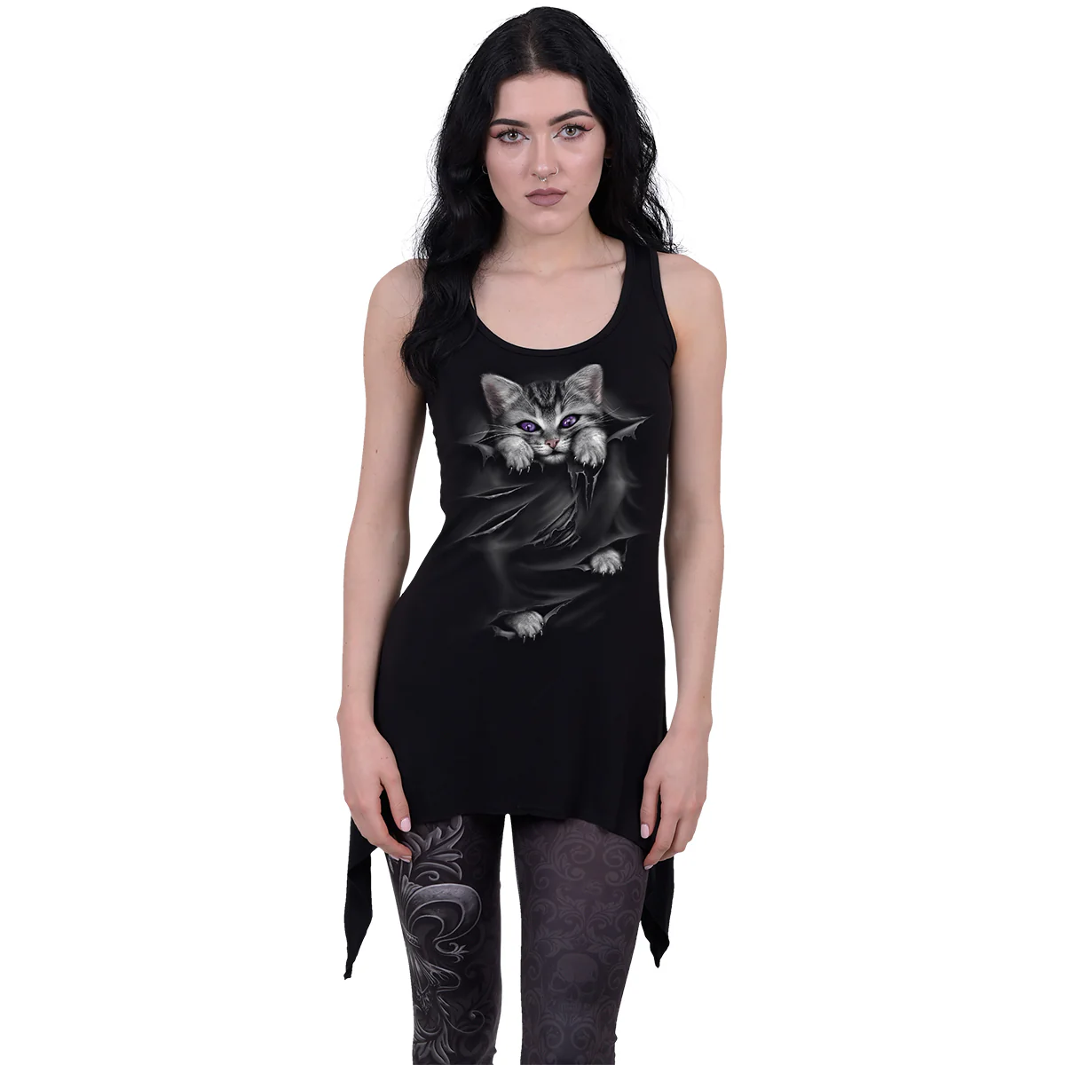 BRIGHT EYES - Goth Bottom Camisole Dress Black - Image 2