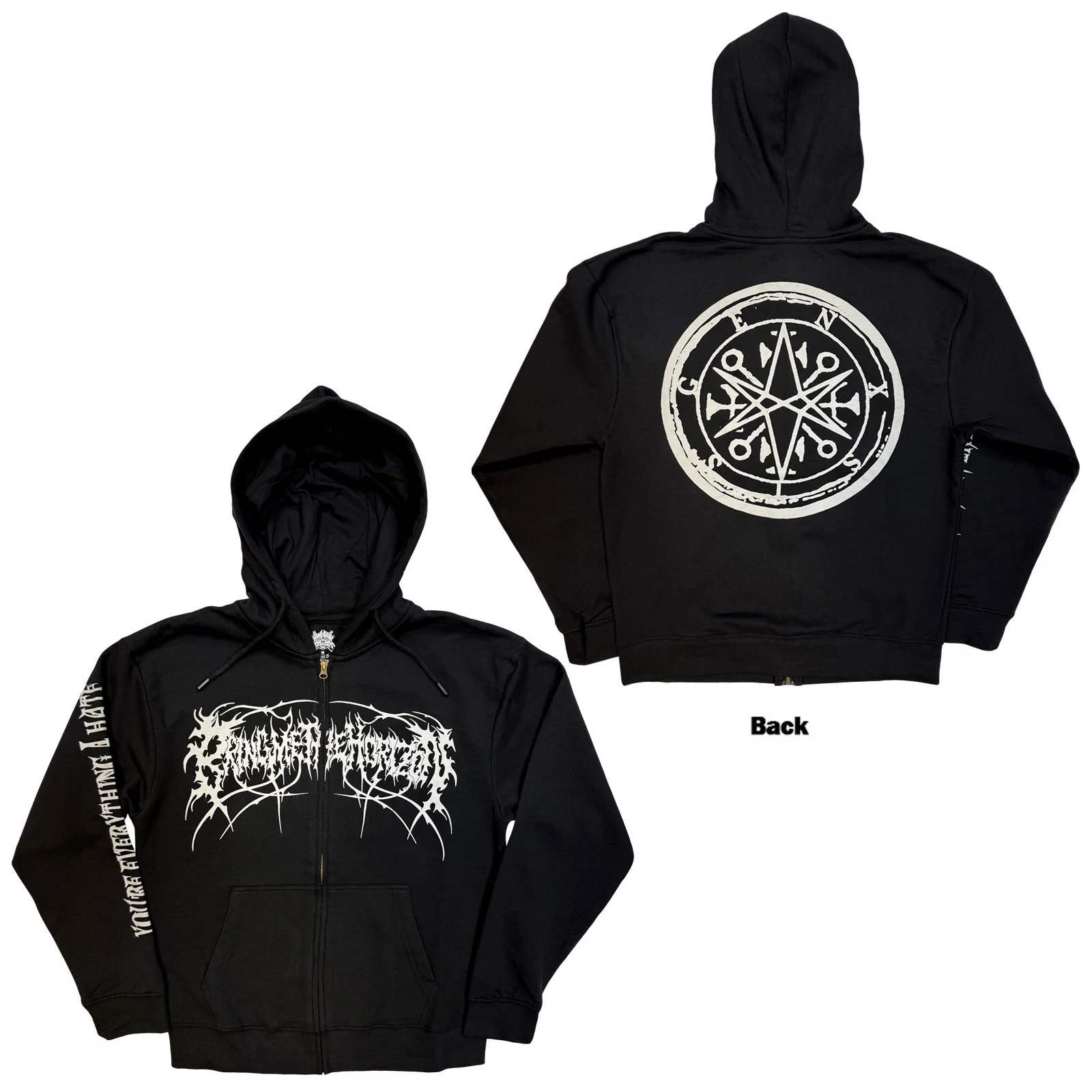 BRING ME THE HORIZON - METAL LOGO GENXSIS - Zipped Hoodie Black (Back Print)