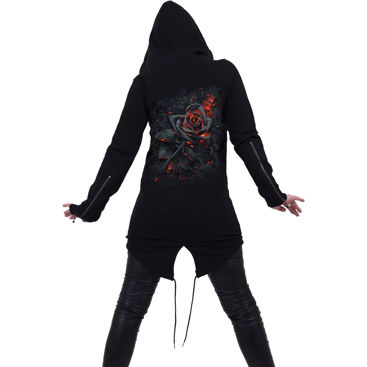 BURNT ROSE - Ladies Fish Tail Full Zip Hoody - Zip Sleeve - Image 3