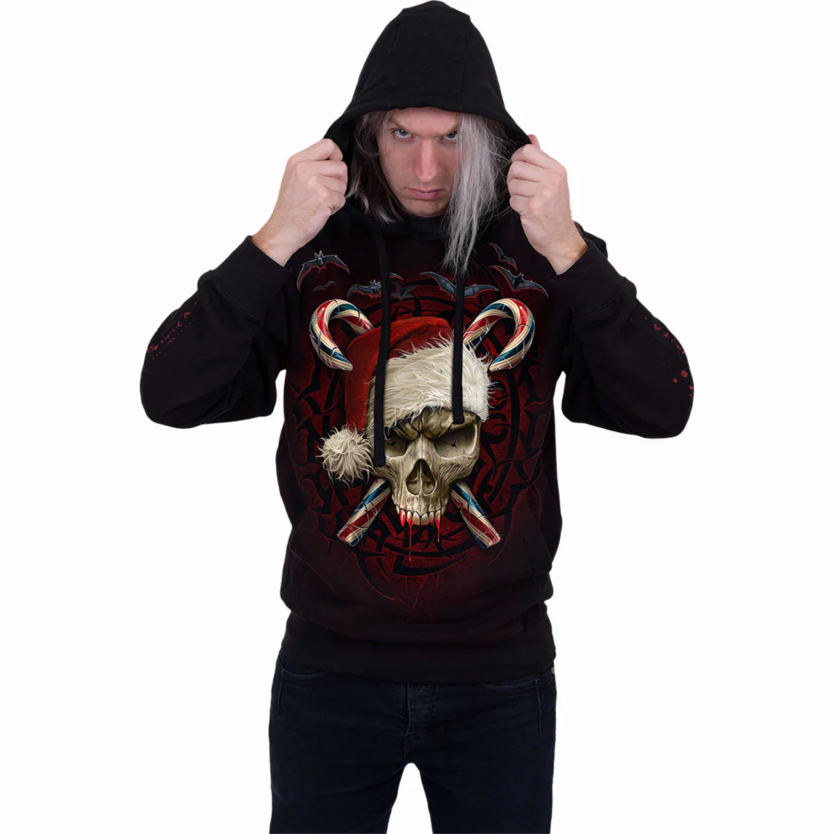 CANDY CANE SANTA - Hoody Black - Image 3