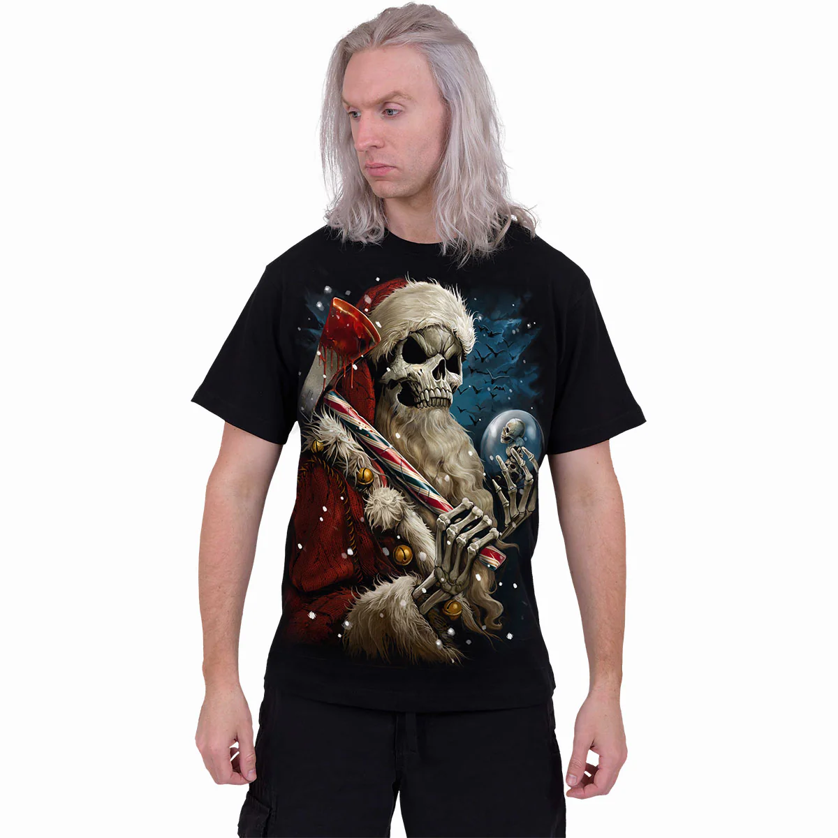 CANDY CANE SANTA - T-Shirt Black - Image 3
