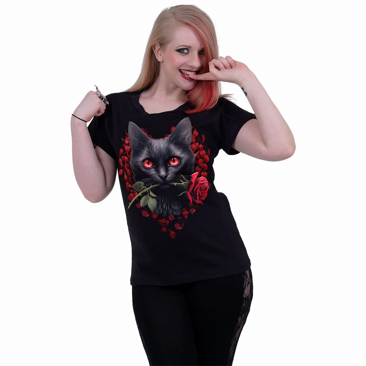 CAT'S LOVE - Boatneck Cap Sleeve Top Black - Image 2