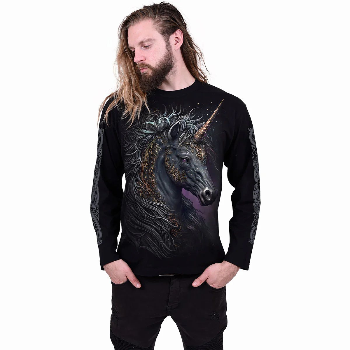 CELTIC UNICORN - Longsleeve T-Shirt Black - Image 3