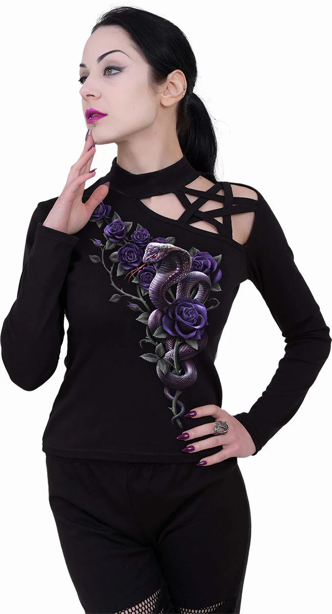 COBRA ROSES - Pentagram Shoulder Longsleeve Top - Image 2