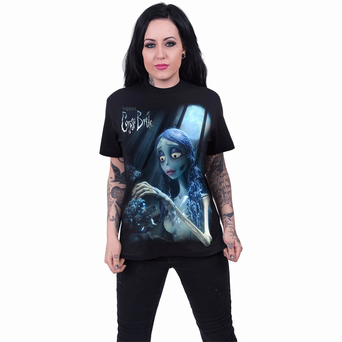 CORPSE BRIDE - GLOW IN THE DARK - Front Print T-Shirt Black - Image 3