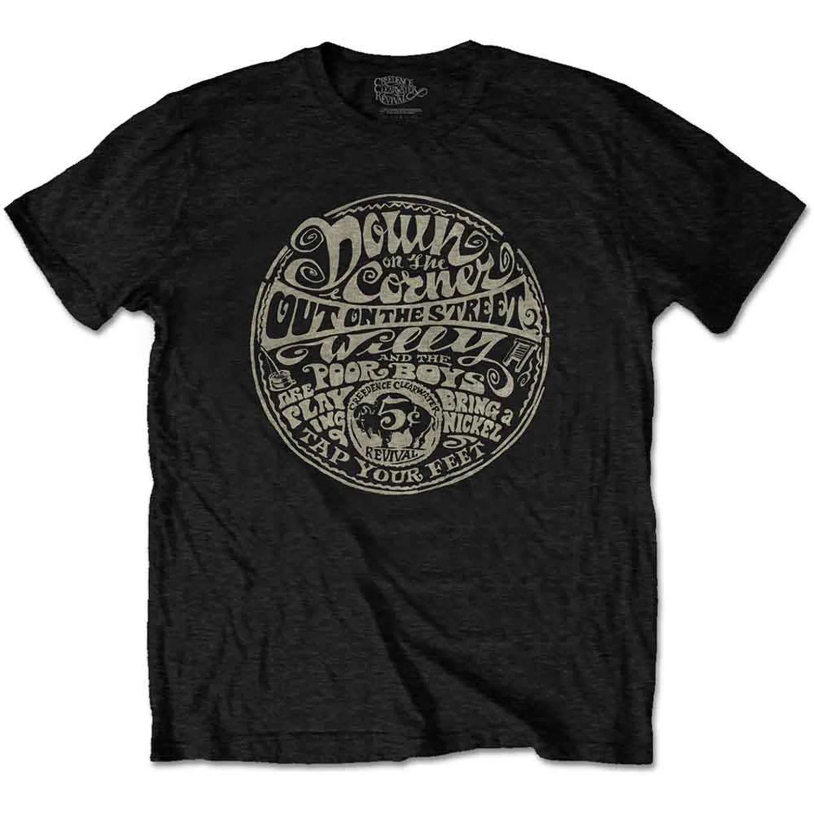 CREEDENCE CLEARWATER REVIVAL - DOWN ON THE CORNER - T-Shirt Black