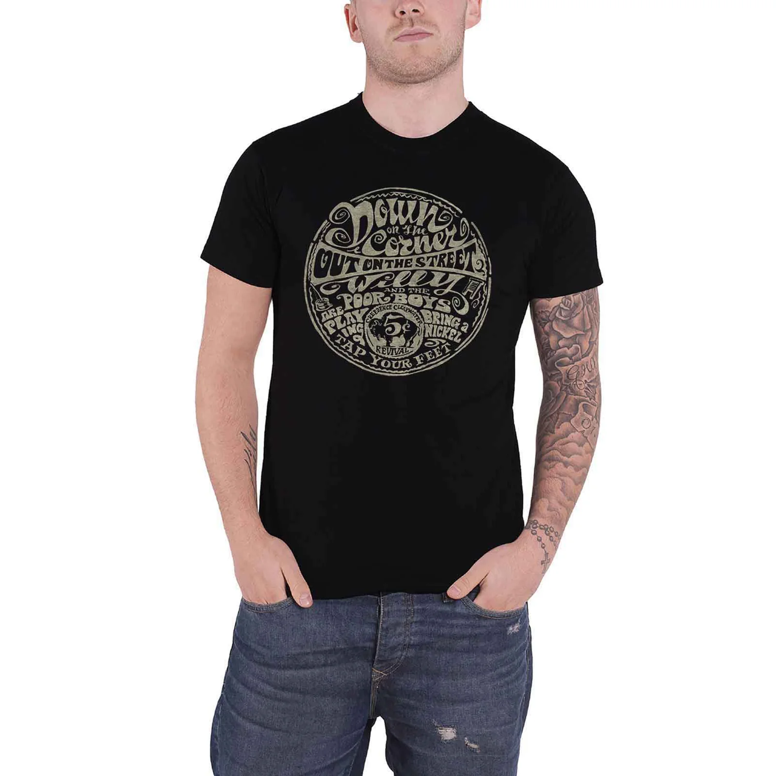 CREEDENCE CLEARWATER REVIVAL - DOWN ON THE CORNER - T-Shirt Black - Image 2