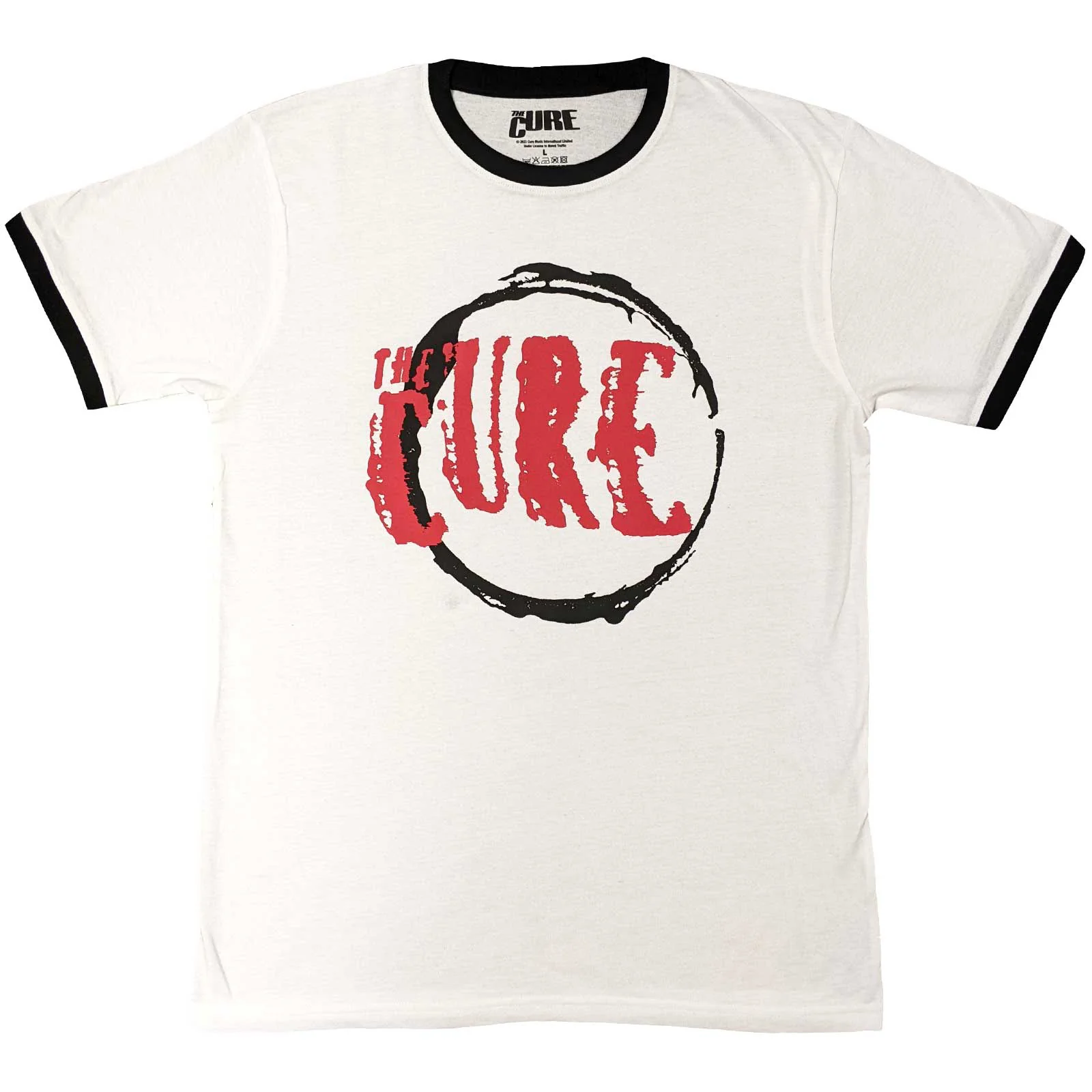 THE CURE - CIRCLE LOGO - Ringer T-Shirt White