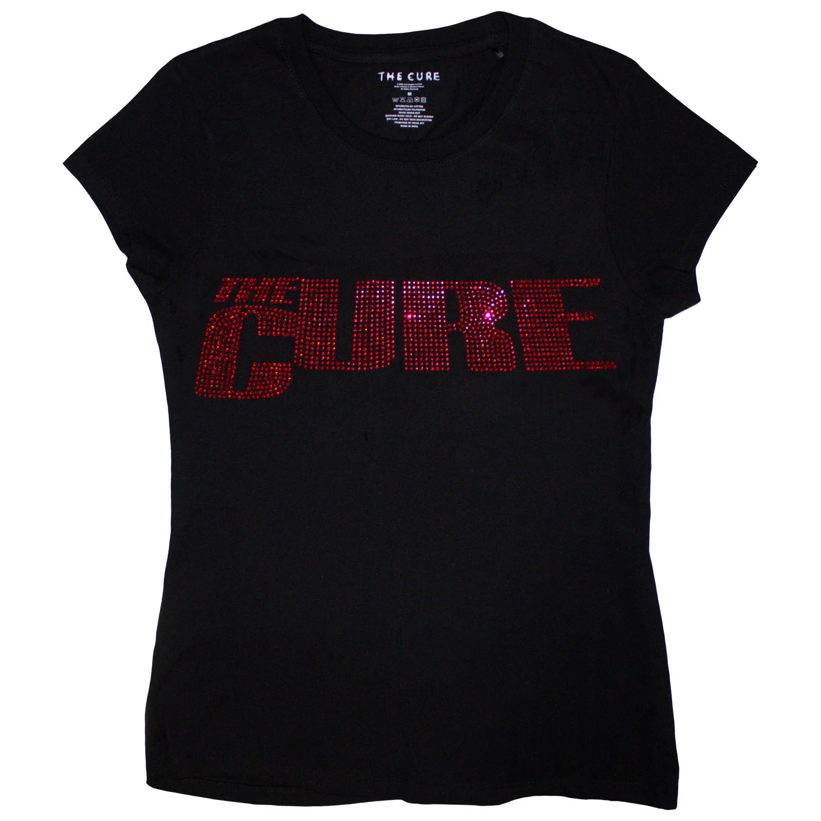 THE CURE - LOGO - Ladies T-Shirt Black (Embellished)