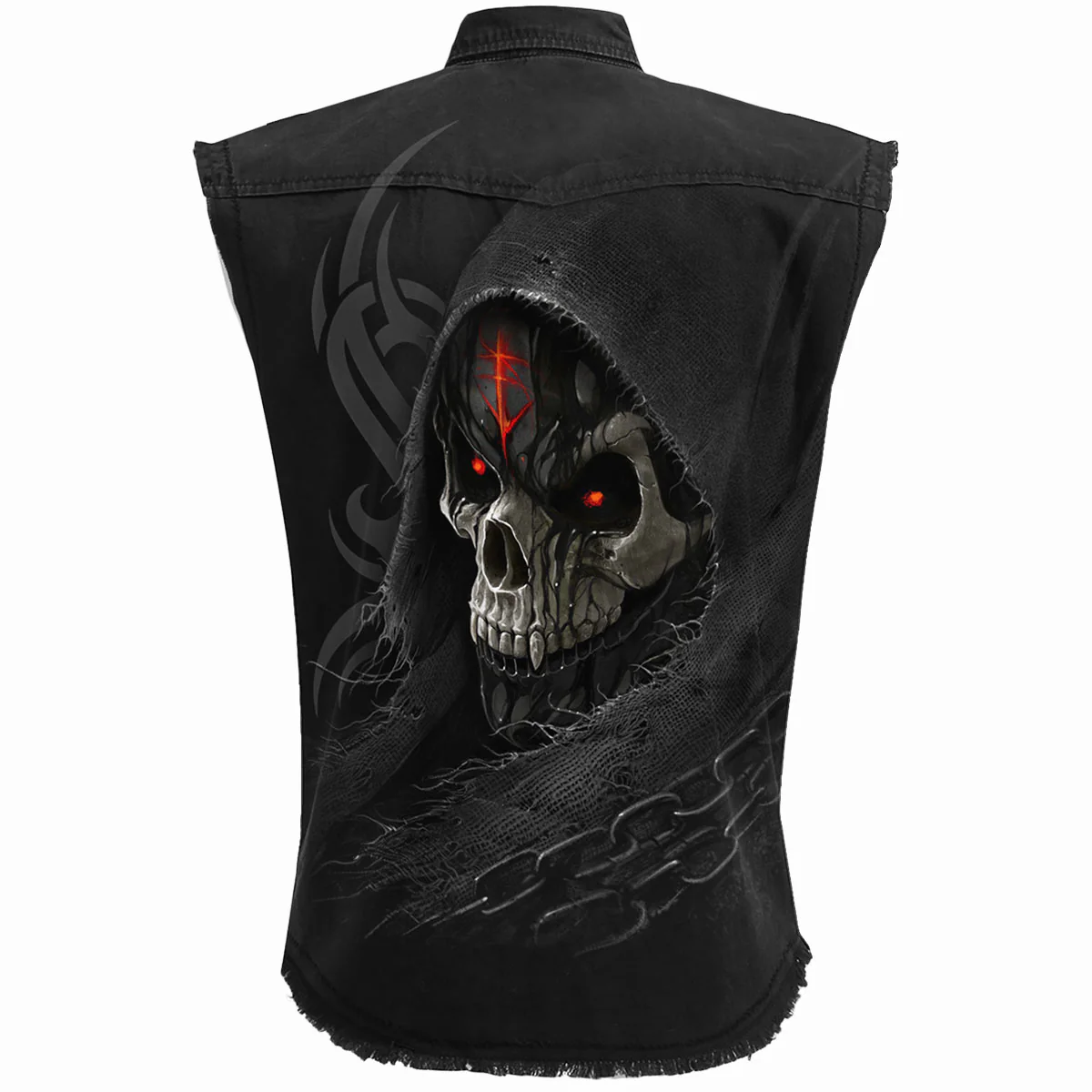 DARK DEATH - Sleeveless Stone Washed Worker Black - Image 2