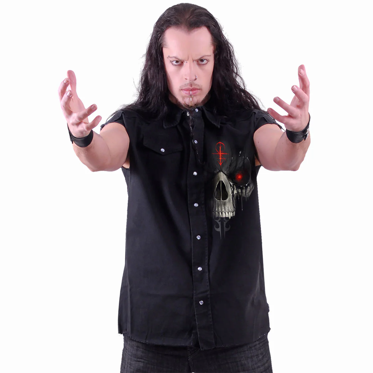 DARK DEATH - Sleeveless Stone Washed Worker Black - Image 3