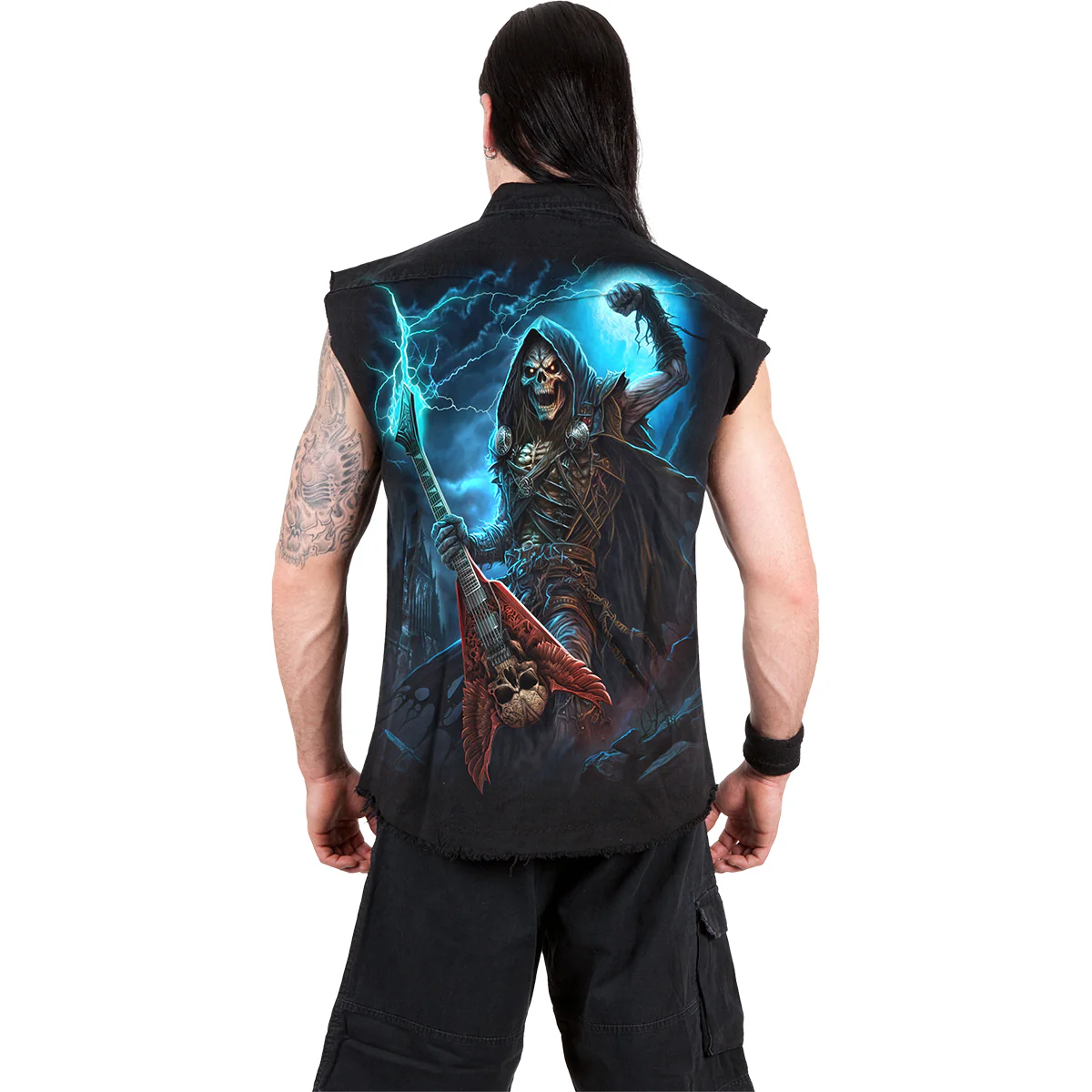 DEAD METAL - Sleeveless Stone Washed Worker Black - Image 3