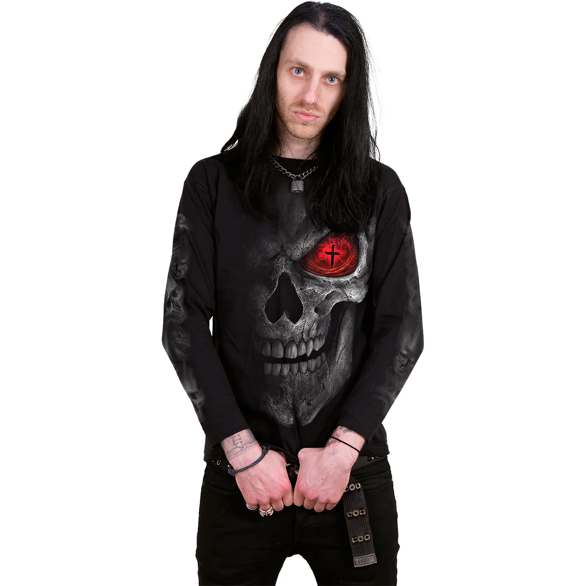 DEATH STARE - Longsleeve T-Shirt Black - Image 3