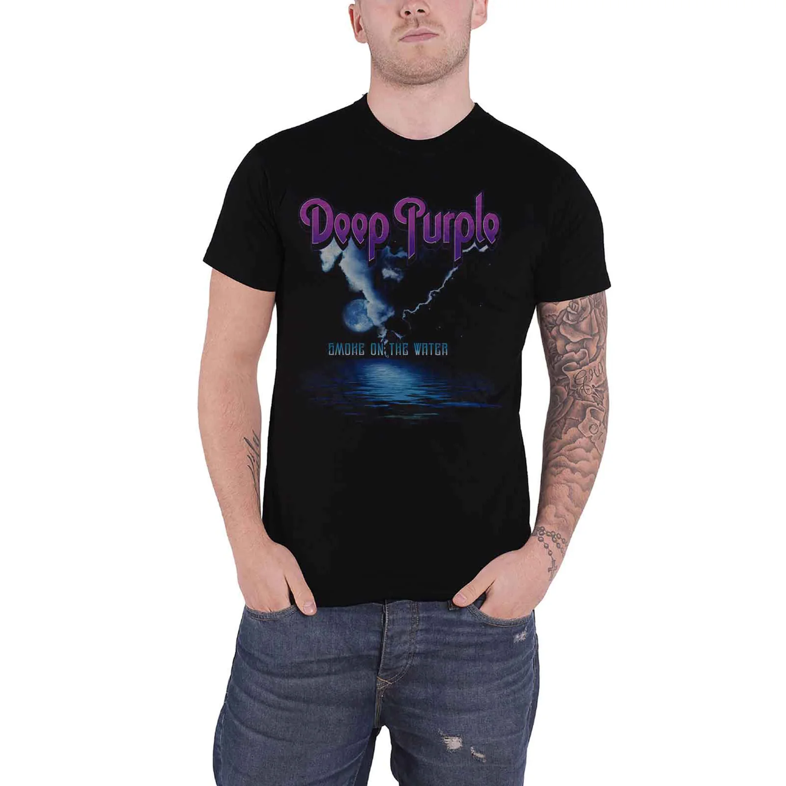 DEEP PURPLE - SMOKE ON THE WATER - T-Shirt Black - Image 2