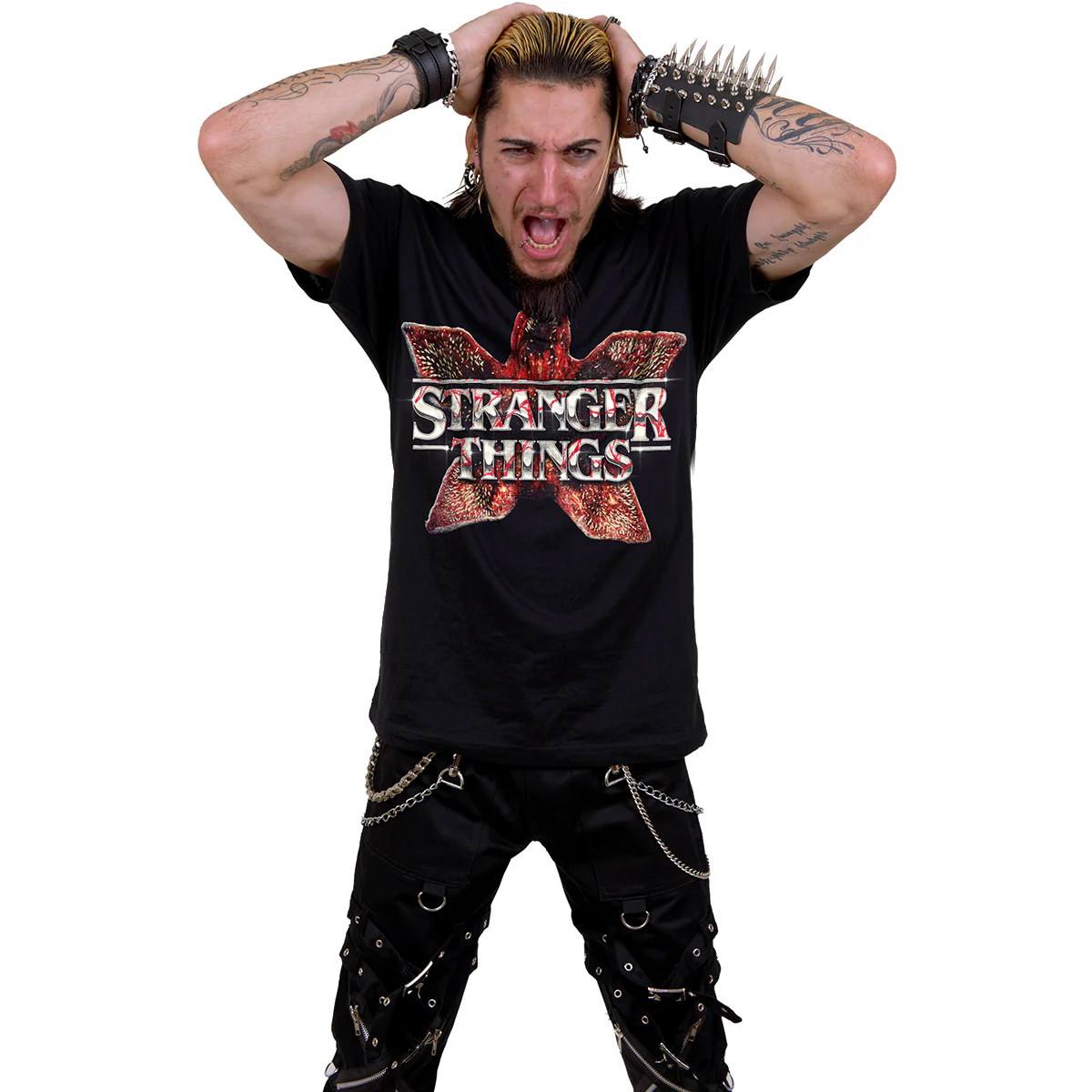 DEMOGORGAN LOGO - Front Print T-Shirt Black - Image 2